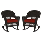 Jeco Wicker Rocker Chair In Black With Red Cushion (set Of 2) New. Price: $377.54.