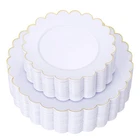 Liyh 60 Pcs White Plastic Plates With Gold Rim, Scalloped Disposable Combo He... New. Price: $50.19.