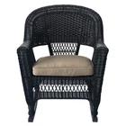 Jeco Wicker Rocker Chair In Black With Tan Cushion (set Of 2) New. Price: $390.99.
