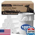 Charmount Small Trash Bags 2-4 Gallon 1000 Count, Unscented White Plastic Wasteb New. Price: $67.80.