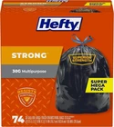 Hefty Strong Large Trash Bags, Black, 30 Gallon, 74 Count New. Price: $28.99.