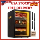Cigar Humidor, Desktop Cabinet Triple-sided Light With Digital Hygromete New. Price: $199.99.