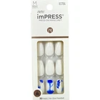 New Kiss Nails Impress On Manicure Medium Coffin Gel White Blue Tye Dye. Price: $13.88.