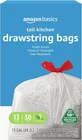 13 Gallon Tall Kitchen Drawstring Trash Bags, Flextra Strength, Clean Fresh Scen New. Price: $15.86.