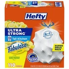 Trash Bags 13 Gallon Hefty Ultra Strong 110 Count White Fabuloso Tall Kitchen New. Price: $35.99.