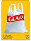 Glad Tall Kitchen Handle-tie Trash Bags, 13 Gallon White Bag, 50 Ct (packa New. Price: $27.69.