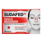 Sudafed Pe Congestion Tab Maximum Strength Decongestant 18CT Pack Of New. Price: $15.41.