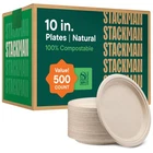Stack Man Compostable Paper Plates 10 Inch 500 Count Bagasse New. Price: $154.99.