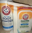 Arm & Hammer Clear Water Deodorant Towelettes 30 Ct Foot Powder 5OZ New. Price: $12.99.