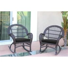 Jeco Wicker Rocker Chair In Espresso With Black Cushion (set Of 2) New. Price: $389.01.