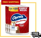 Charmin Ultra Strong Clean Touch Toilet Paper, 24 Family Mega Rolls = 120 New. Price: $52.99.