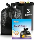 Teivio 120 Count 3 Gallon Strong Trash Bags Small Black Garbage Liners New. Price: $15.49.