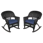 Jeco Wicker Rocker Chair In Black With Blue Cushion (set Of 2) New. Price: $474.59.