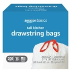 Amazon Basics Trash Bags, Tall Kitchen 200 Count (pack Of 1), White New. Price: $39.13.