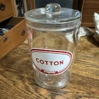 Vintage Glasco, Aloe, Medical Apothecary Glass Jar, Cotton Lid Dr Office Used. Price: $24.00.