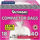 Ultrasac Trash Compactor Bags - (40 Pack With Ties) 18 Gallon For 15 Inch New. Price: $28.21.
