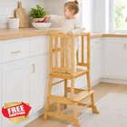Cosyland Wooden Toddler Kitchen Step Stool Helper Natural Anti-tip New. Price: $44.99.