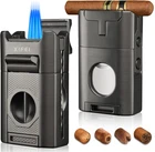 6-IN-1 Cigar Lighter, Desktop Torch With Straight V-cut Cutter New. Price: $110.95.