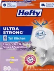 Hefty Ultra Strong Tall Kitchen Trash Bags Lavender & Sweet Vanilla Scent 13 Gal New. Price: $17.39.