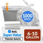 Reli. 6-10 Gallon Trash Bags Count (pack Of 1000), Clear New. Price: $60.99.