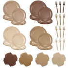 96 Pcs Brown Gradient Disposable Party Plate Set For 24 Guests 9" & 7" Neutra... New. Price: $26.16.
