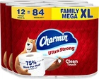 Charmin Ultra Strong Toilet Paper 12 Family Mega Xl Rolls = 84 Regular New. Price: $46.99.
