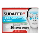 Sudafed Pe Head Congestion Pain Relief Caplets 20 Count Non Drowsy Ibuprofen New. Price: $11.89.