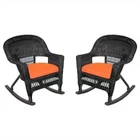 Jeco Wicker Rocker Chair In Black With Orange Cushion (set Of 2) New. Price: $374.89.