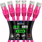 6 Pack 25 Ft Cat Ethernet Cable High-speed Lan Internet Patch Pink New. Price: $47.39.