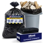 Plasticplace 55-60 Gallon Contractor Trash Bags, Black, 3.0 Mil, 32 Count New. Price: $44.95.
