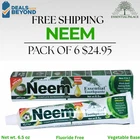 6 Pack Neem Toothpaste 5 In Essential Palace 100% Fluoride Free Vegetable Base New. Price: $24.95.