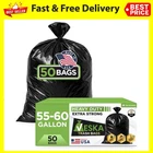 Veska 55 Gallon Trash Bags, (value Pack 50 W/ties) Large G... New. Price: $47.99.