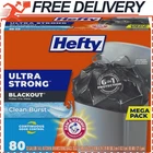 Hefty Ultra Strong Tall Kitchen Trash Bags, Blackout, Clean Burst, 13 Gal, 80 Ct New. Price: $18.76.