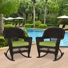 Jeco Rocker Wicker Chair In Espresso With Green Cushion (set Of 2) New. Price: $391.99.