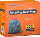 Hygicare 13 Gal Recycling Trash Bags 200 Count Drawstring Tall Kitchen Leakproof New. Price: $55.54.
