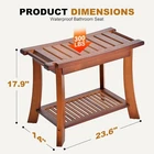 Jekruiet Teak Shower Bench 24 Wood Bathroom Stool W/ Storage Shelf New. Price: $74.99.