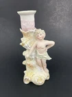 Antique German Rococo Hollow Bisque Candle Stick Holder Cherub Tree Unmarked Used. Price: $19.89.