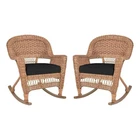 Jeco Wicker Rocker Chair In Honey With Black Cushion (set Of 2) New. Price: $374.66.