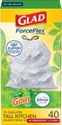 Glad Forceflex Tall Kitchen Trash Bags, 13 Gallon, Gain Original, 40 Count (pack New. Price: $14.99.