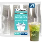 Plastic Cups 16 Oz Clear Disposable Flat Lids Straws Freshware Iced New. Price: $46.99.