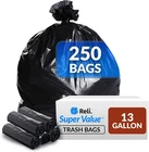 Reli. 13 Gallon Trash Bags 250 Black Tall Kitchen Strong Garbage New. Price: $35.99.