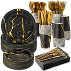350 Pcs Black And Gold Disposable Dinnerware Set For Guests, Include 100 P... New. Price: $42.27.