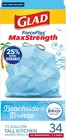 Glad Tall Kitchen Trash Bags 13 Gallon, Maxstrength Beachside Breeze Garbage New. Price: $12.77.