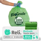 Reli. Biodegradable 6-8 Gallon Trash Bags (1000 Count Bulk) Green Fo New. Price: $69.17.