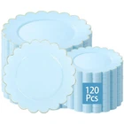 Disposable Plastic Plates 120 Pcs Blue Gold Edge Dinner Dessert DD345 Liyh Baby New. Price: $89.99.