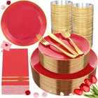 Noccur 350PC Red Disposable Dinnerware Set Guests New. Price: $104.99.