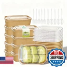 Kaderron 50 Pack 32 Oz Large Paper Bowls With Lids Spoons And Forks , Heavy New. Price: $55.91.