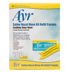Ayr Saline Nasal Rinse Kit Refill Packets, 100-COUNT (pack Of 2) New. Price: $37.65.