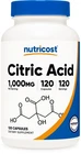 Nutricost Citric Acid 1000MG (1 Gram), 120 Capsules Gluten Free, Non-gmo New. Price: $10.00.