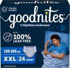 Goodnites Boys' Nighttime Underwear, Size Xxl (120-165 Lbs), 24 Ct (2 Packs Of New. Price: $45.08.
